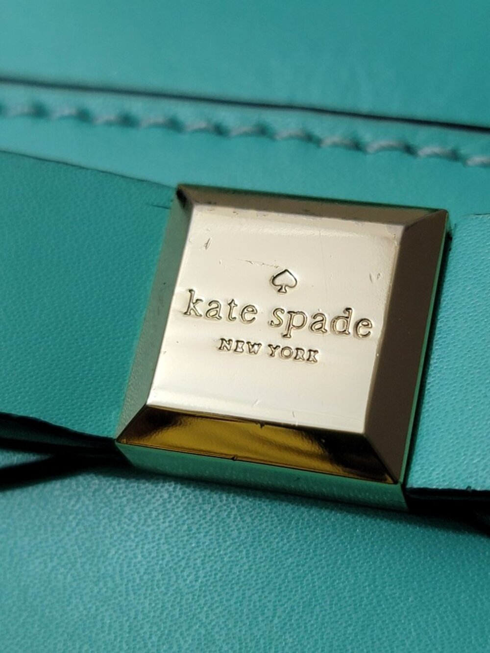 Kate Spade Montford Park Smooth Leather Giverny Satchel Turquoise Bow Crossbody - Picture 2 of 9